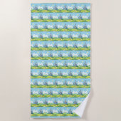 Serviette De Plage Joli château bleu et blanc (Devant)