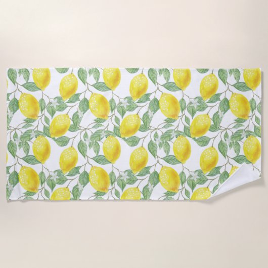 Serviette De Plage Joli citron jaune (Devant)