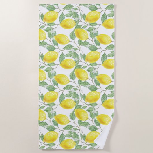 Serviette De Plage Joli citron jaune (Devant)