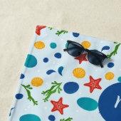 Serviette De Plage Joli collage de plage océanique monogramme personn (En situation)