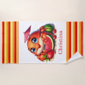 Serviette De Plage Joli crabe de plage ajouter du texte (Devant)