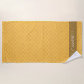 Serviette De Plage Joli Daffodil Gold Quatrefoil Personnalisé (Devant)