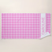 Serviette De Plage Joli damier à carreaux rose et blanc (Devant)