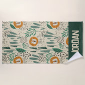 Serviette De Plage Joli Doodle Lion Jungle Rainforest Motif (Devant)