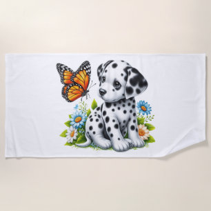 Serviette De Plage Joli(e) ami(e) dalmate/papillon