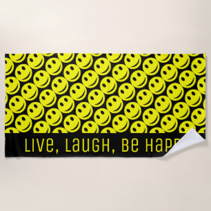 Serviette De Plage Joli Faces Jaunes Jaunes Souriantes