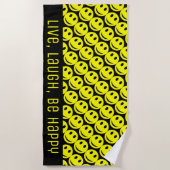 Serviette De Plage Joli Faces Jaunes Jaunes Souriantes (Devant)