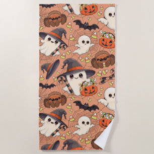 Serviette De Plage Joli fantôme de Halloween de style Kawaii