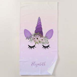Serviette De Plage Joli licorne girly points ombrés