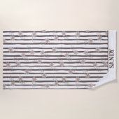 Serviette De Plage joli monogramme floral nom (Devant)