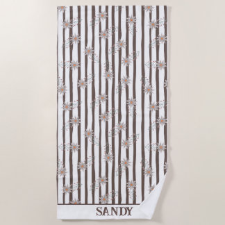 Serviette De Plage joli monogramme floral nom 