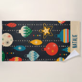 Serviette De Plage Joli monogramme ornement bleu marine (Devant)