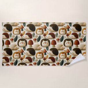 Serviette De Plage Joli motif de hérisson et de champignon de la forê