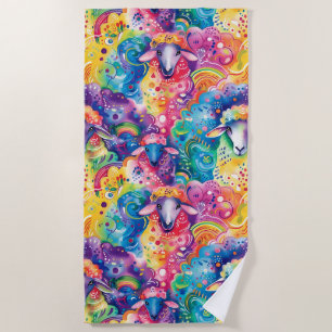 Serviette De Plage Joli motif mouton coloré