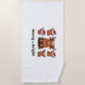 Serviette De Plage Joli Noël de vache Highland Joyeux et brillant, Sc (Devant)