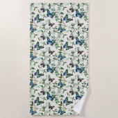 Serviette De Plage Joli Papillons Bleus (Devant)