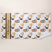 Serviette De Plage Joli pingouins de plage carrelé ajouter le nom Bea (Devant)