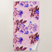 Serviette De Plage Joli rose avec / Purple Floral Print (Devant)