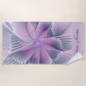 Serviette De Plage Joli rose Fleur moderne Abstrait Nom fractal (Devant)