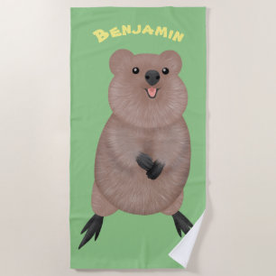 Serviette De Plage Joli sourire mignon dessin animé quokka