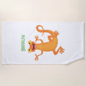 Serviette De Plage Joli triton orangé joyeux (Devant)