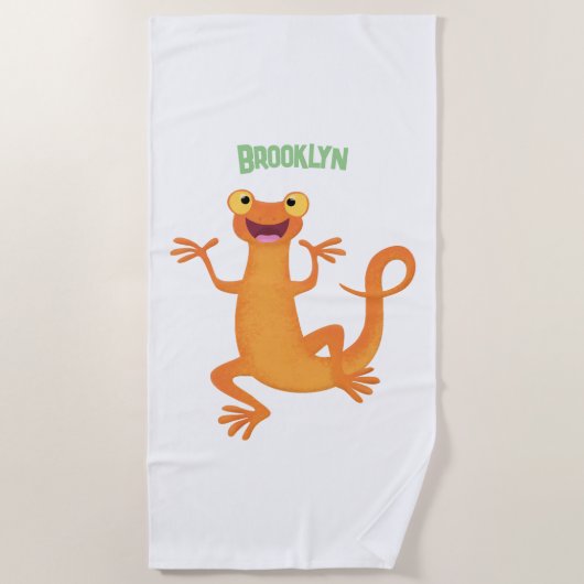 Serviette De Plage Joli triton orangé joyeux (Devant)