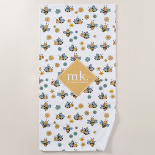 Serviette De Plage Jolie abeilles de miel et Fleurs sauvages floraux 