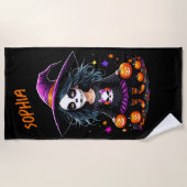 Serviette De Plage Jolie Adorable Kawaii Halloween sorcière (Devant)