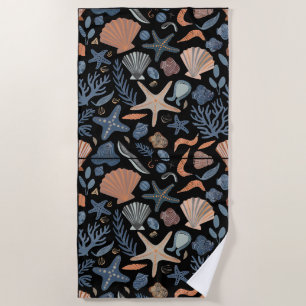 Serviette De Plage Jolie aquarelle coquillage corail