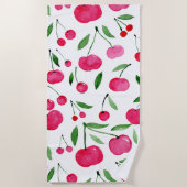 Serviette De Plage Jolie aquarelle rouge cerises motif (Devant)