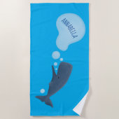 Serviette De Plage Jolie baleine à sperme soufflant bulles dessin (Devant)