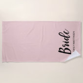 Serviette De Plage Jolie brosse avec typographie de mariée et nom (Devant)