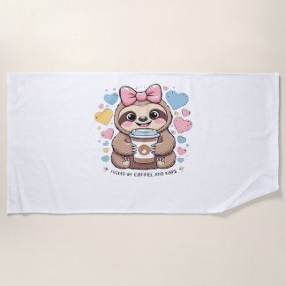 Serviette De Plage Jolie chemise de l'amoureux de café Sloth - Drôle