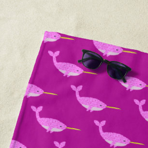 Serviette De Plage Jolie fille rose bébé Narwhal Patterned