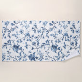 Serviette De Plage Jolie fleur bleue blanche   (Devant)