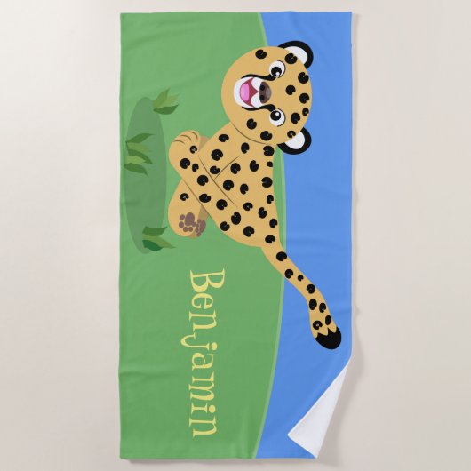 Serviette De Plage Jolie guépard avec dessin animé (Devant)