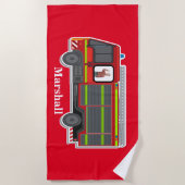 Serviette De Plage Jolie machine à incendie personnalisée photo enfan (Devant)