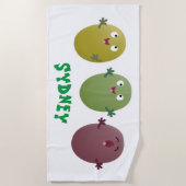 Serviette De Plage Jolie olives joyeux chantant dessin animé (Devant)