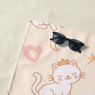 Serviette De Plage Jolie princesse chat portant une couronne 