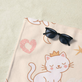Serviette De Plage Jolie princesse chat portant une couronne 