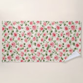 Serviette De Plage Jolie Rose Florale Rose (Devant)