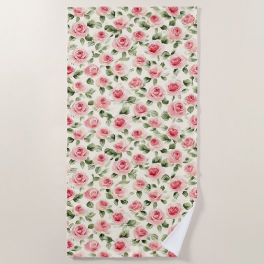 Serviette De Plage Jolie Rose Florale Rose (Devant)