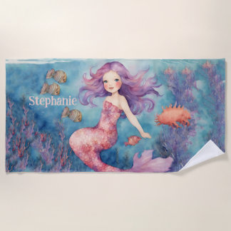 Serviette De Plage Jolie sirène personnalisée