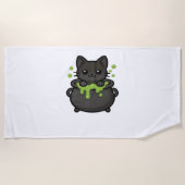 Serviette De Plage Jolie T-shirt Chat Noir Halloween (Devant)
