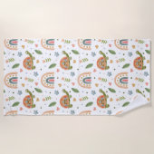 Serviette De Plage Jolie tortue aquarelle et Motif arc-en-ciel (Devant)