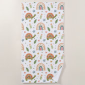 Serviette De Plage Jolie tortue aquarelle et Motif arc-en-ciel (Devant)