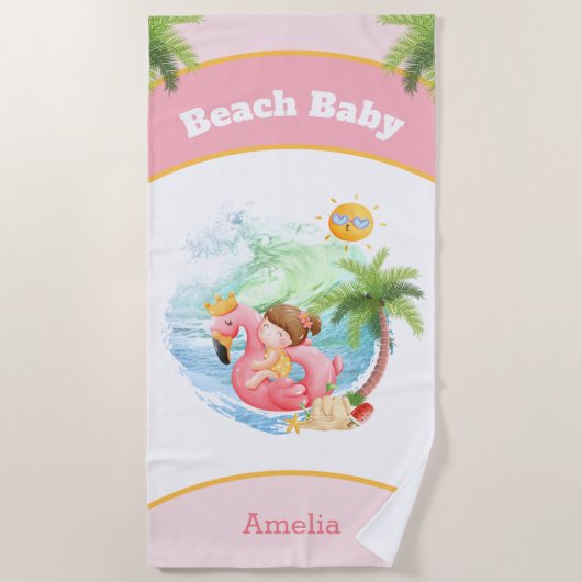 Serviette De Plage Jolie vacances d'été Nom plage fille (Devant)