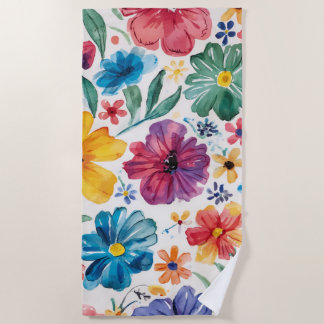 Serviette De Plage Jolies fleurs à l'aquarelle