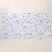 Serviette De Plage Jolies Fleurs Blanches Bleues (Devant)
