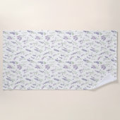 Serviette De Plage Jolies fleurs blanches lavande (Devant)